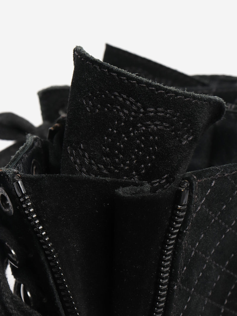 Black suede quilted combat boots - size EU 38.5 (UK 5.5) Boots Chanel 