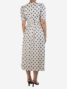 Zimmermann Cream and black polka dot midi dress - size UK 10