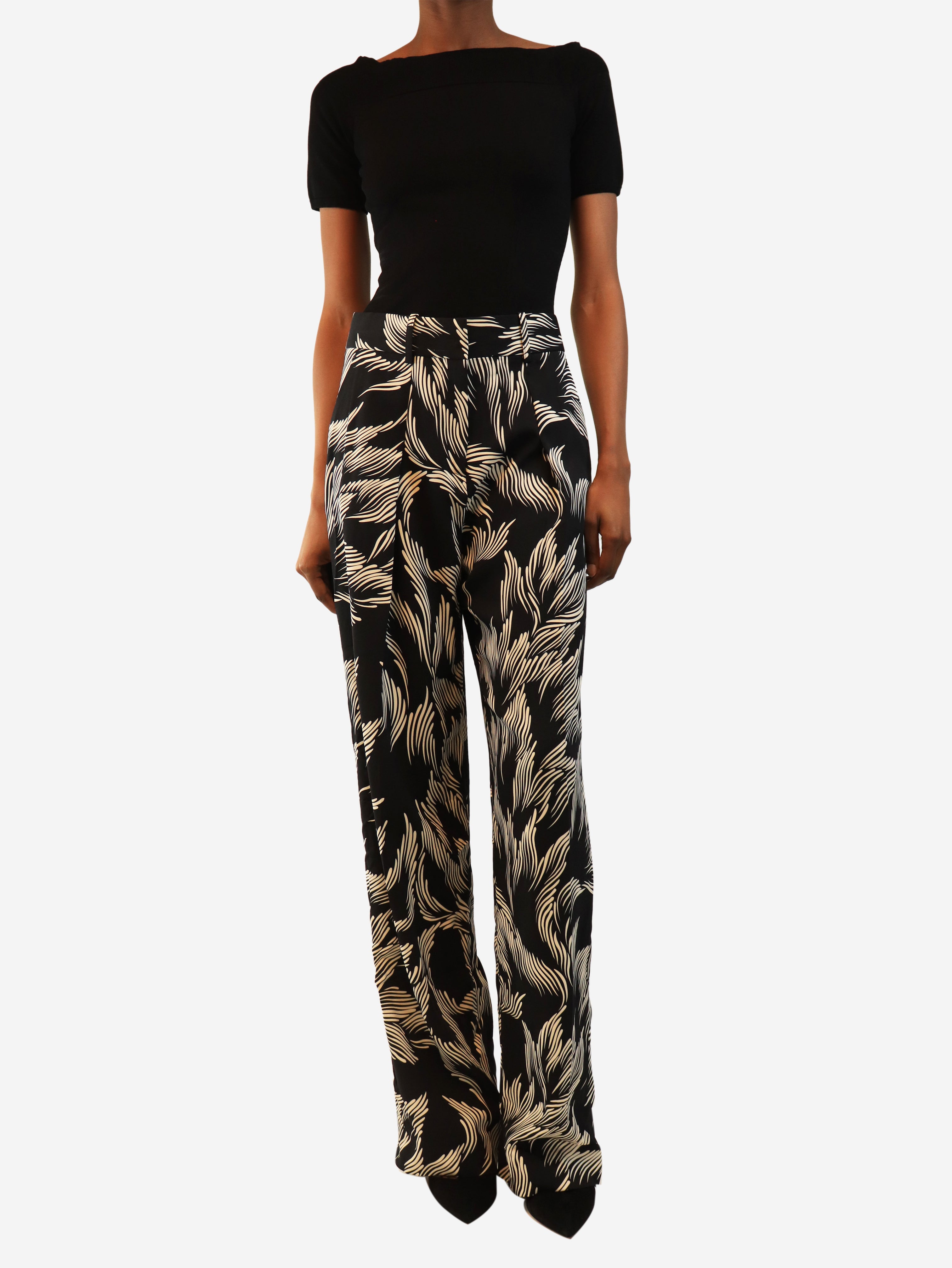 Black and white patterned trousers - size UK 8