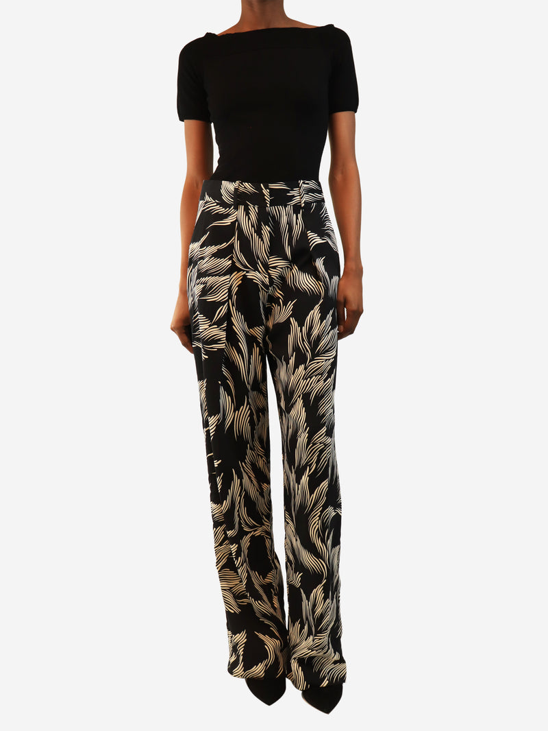 Black and white patterned trousers - size UK 8