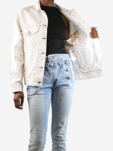 MSGM White contrast-stitched denim jacket - size UK 6