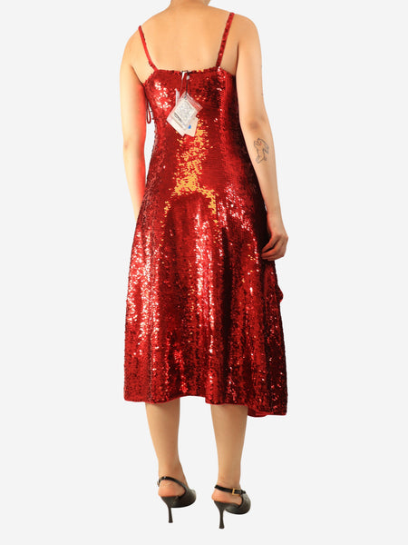 Red sequin midi dress - size S alternate image