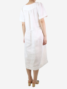 Bamford White frayed edge linen midi dress - size S