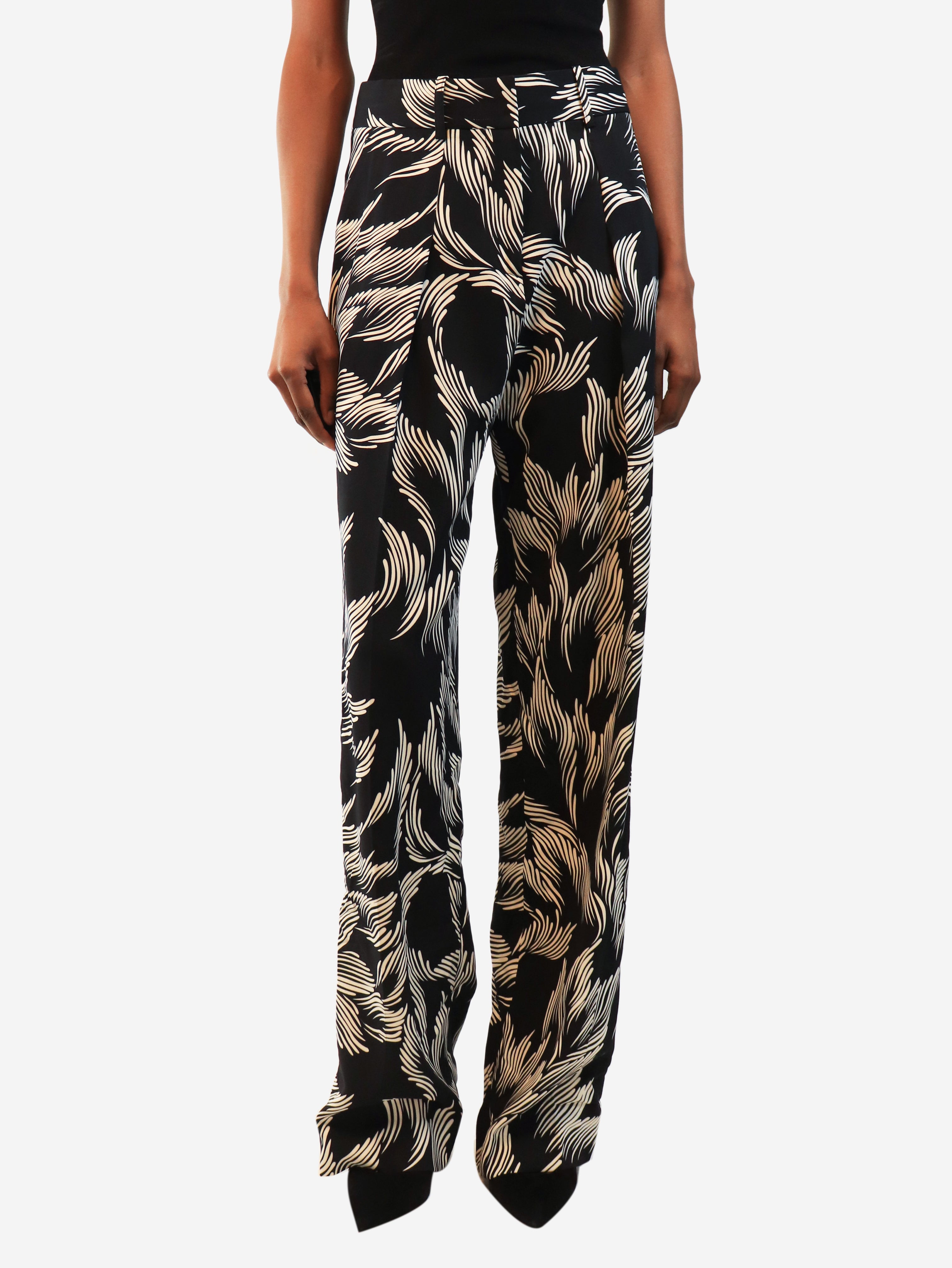 Black and white patterned trousers - size UK 8