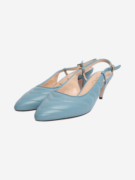 Blue quilted leather slingbacks - size EU 39 alternate image