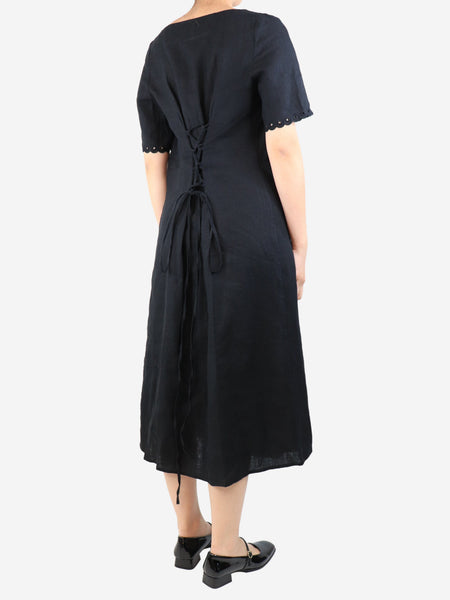 Black linen midi dress - size S alternate image