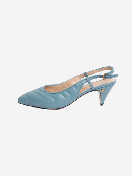 Blue quilted leather slingbacks - size EU 39 product image