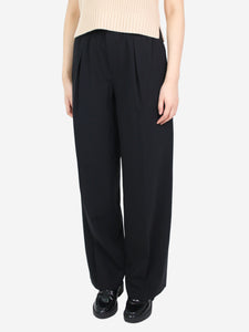 6397 Black wool-blend elasticated waist trousers - size M