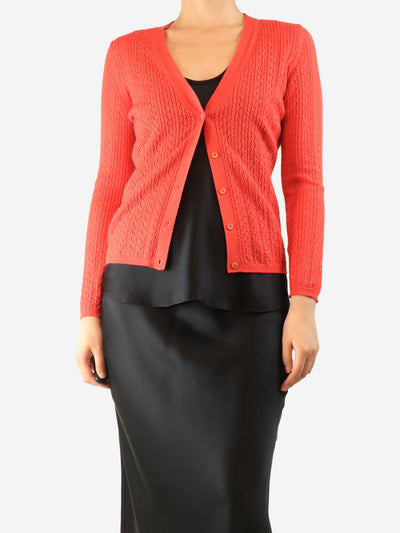 Red crochet knit cardigan - size UK 10 Knitwear Miu Miu 