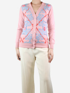 Barrie Pink floral jacquard cardigan - size XS