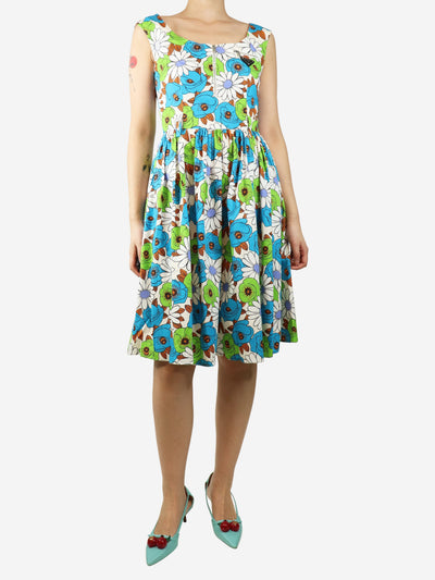 Multicolour sleeveless floral printed midi dress - size UK 8 Dresses Prada 