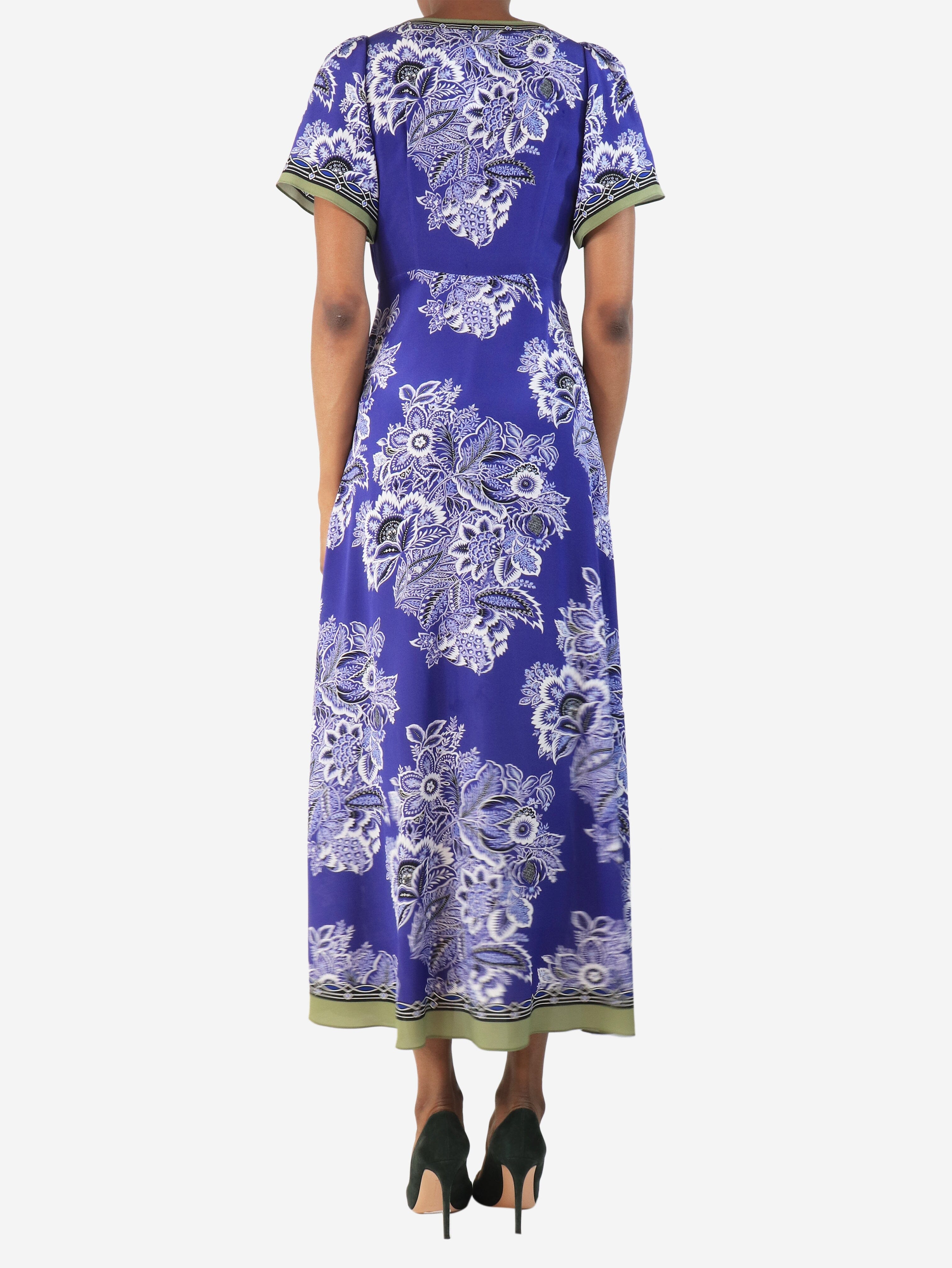 Purple silk floral printed midi dress - size UK 6 Dresses Etro 