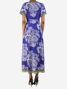 Etro Purple silk floral printed midi dress - size UK 6