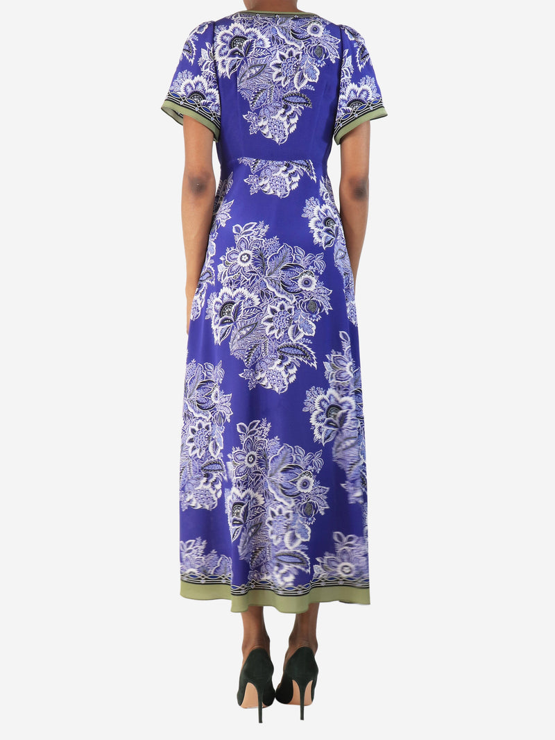 Purple silk floral printed midi dress - size UK 6 Dresses Etro 