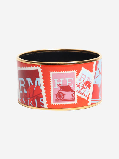 Red stamp motif enamel bangle Bracelets Hermes 