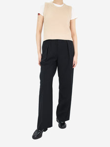 6397 Black wool-blend elasticated waist trousers - size M
