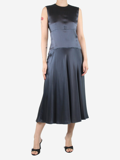 Grey sleeveless cutout back silk midi dress - size UK 10 Dresses Calvin Klein 