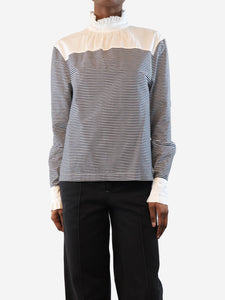 Philosophy Black and white striped high-neck blouse - size UK 6