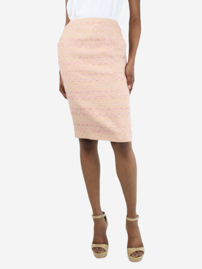 Peach and pink tweed knee-length pencil skirt - size UK 8 Skirts Chanel 