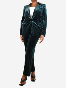 Kelly Green velvet blazer and trousers set - size UK 12