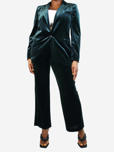 Kelly Green velvet blazer and trousers set - size UK 12