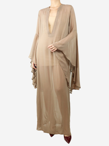 Brown semi see-through maxi dress - size S product image