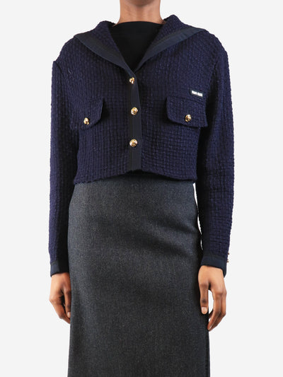 Navy tweed cropped jacket - size UK 6 Coats & Jackets Miu Miu 