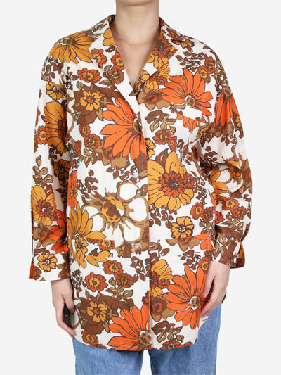 Brown floral printed shirt - size M Tops Dodo Bar Or 
