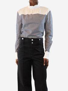Philosophy Black and white striped high-neck blouse - size UK 6