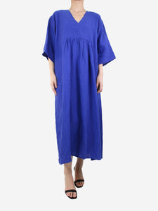 Sofie D'Hoore Blue flare-sleeved linen dress - size UK 8