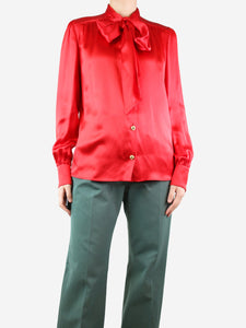 Gucci Red satin blouse - size UK 10
