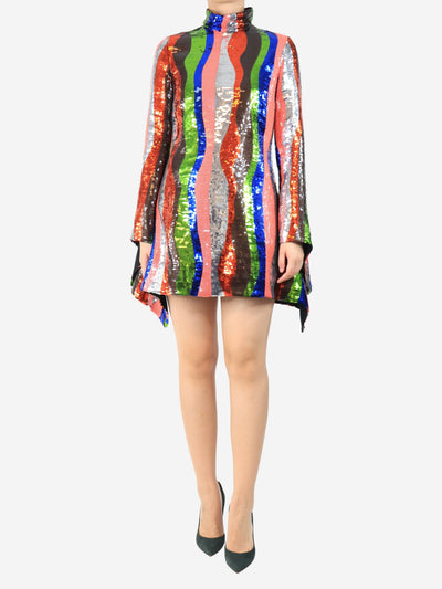 Multicolour sequin mini dress - size UK 10 Dresses Halpern 