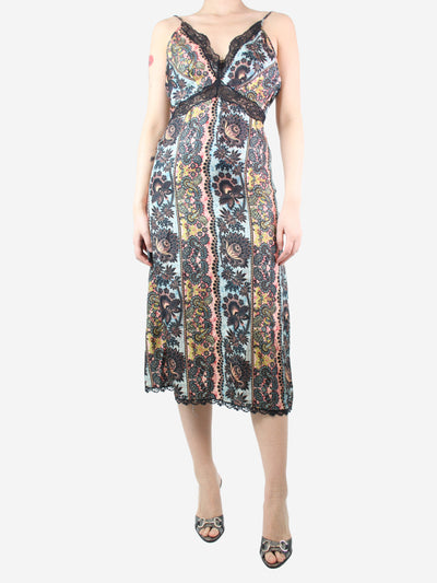 Multicoloured floral lace-trimmed slip dress - size UK 10 Dresses Sandro 