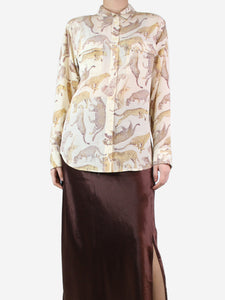 Equipment Cream leopard printed silk shirt - size M