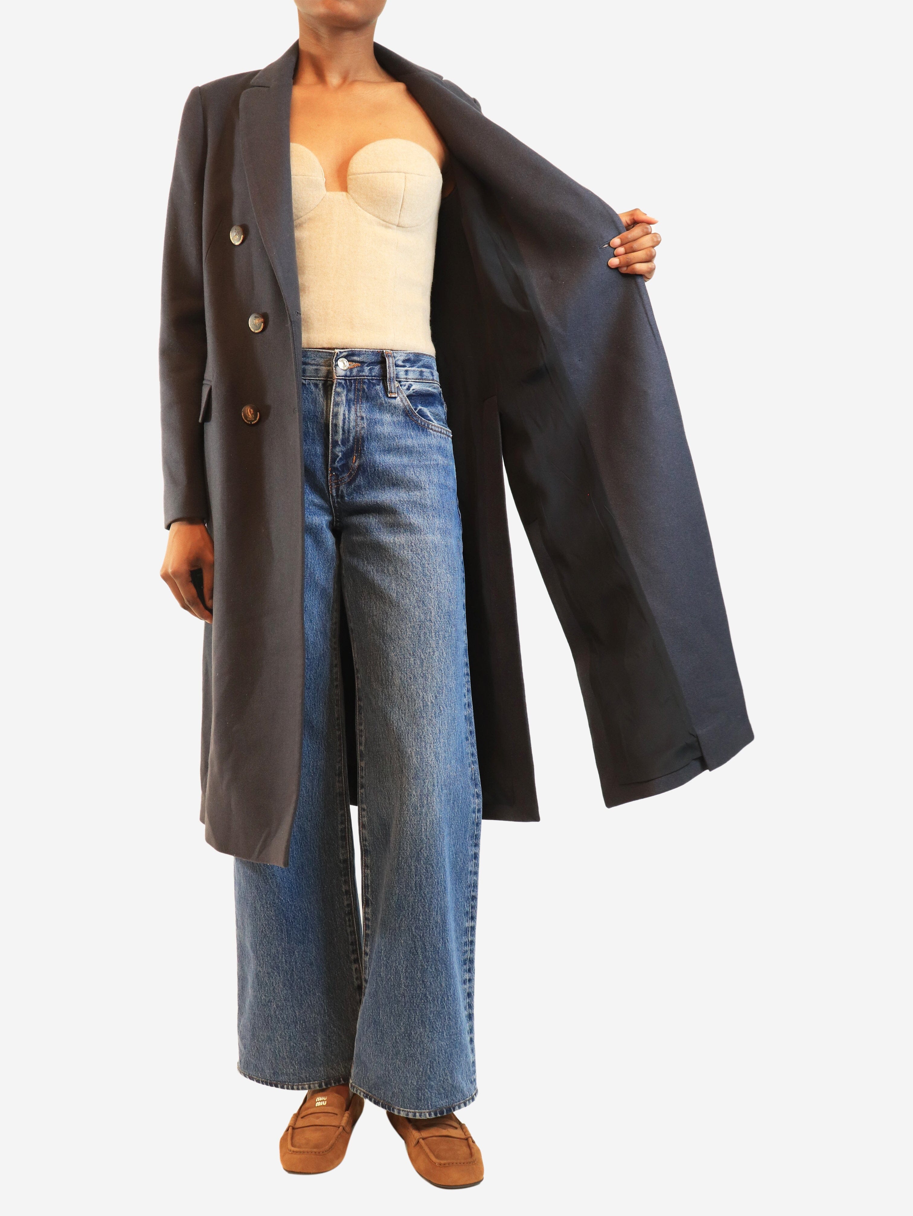 Navy double-breasted cashmere coat - size UK 8 Coats & Jackets Brunello Cucinelli 