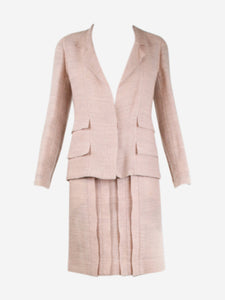 Chanel Pink tweed pleated skirt and blazer set - size UK 8