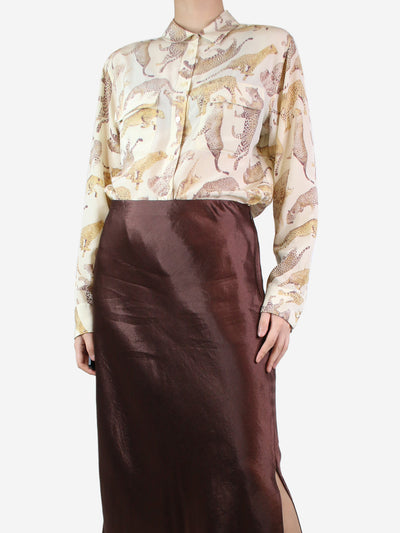 Cream leopard printed silk shirt - size M Tops Equipment 