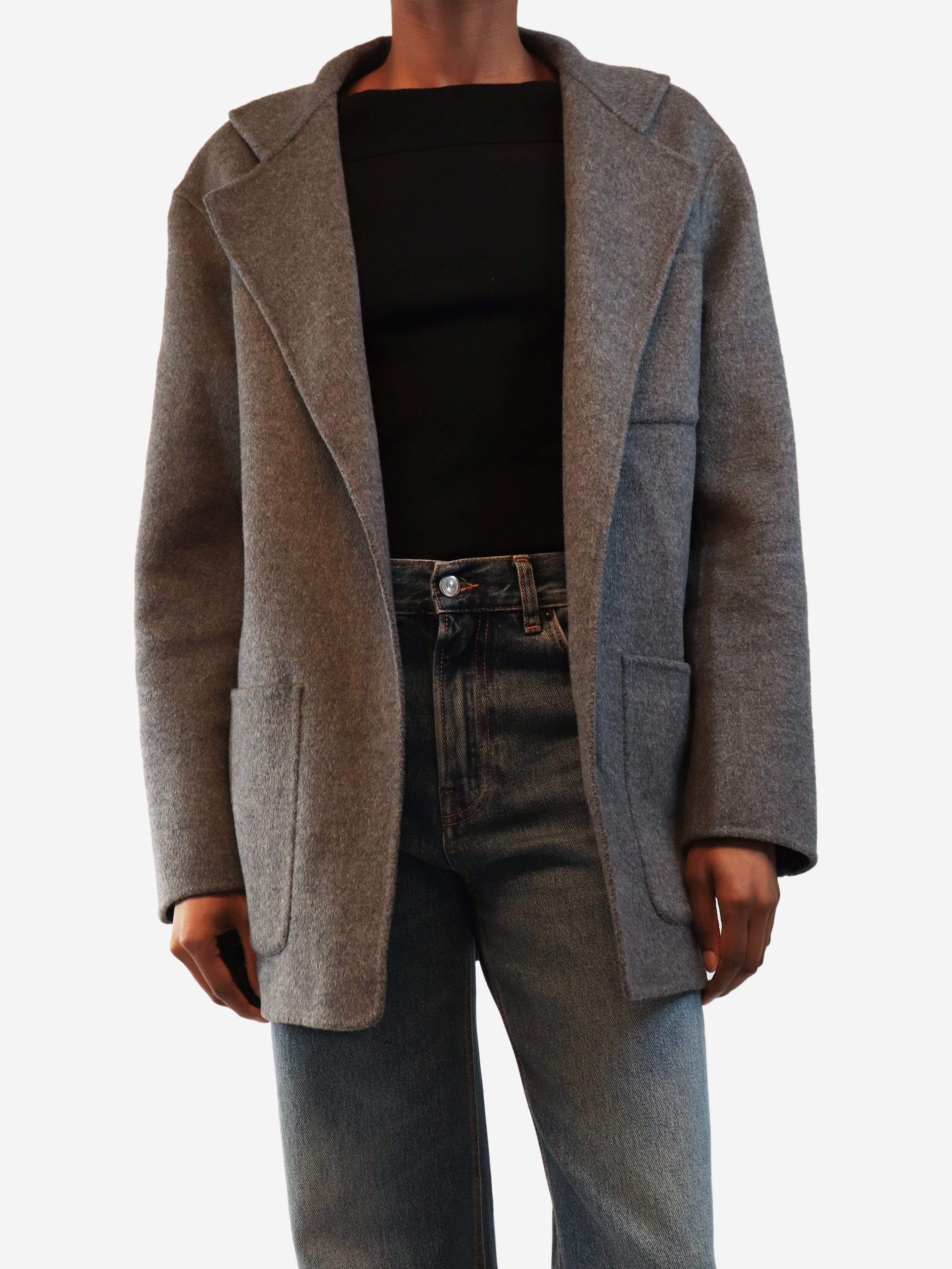 Grey wool patch pocket jacket - size UK 6