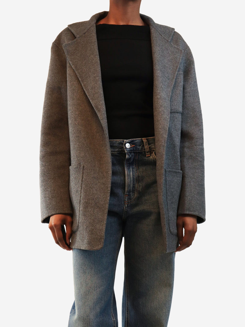 Grey wool patch pocket jacket - size UK 6