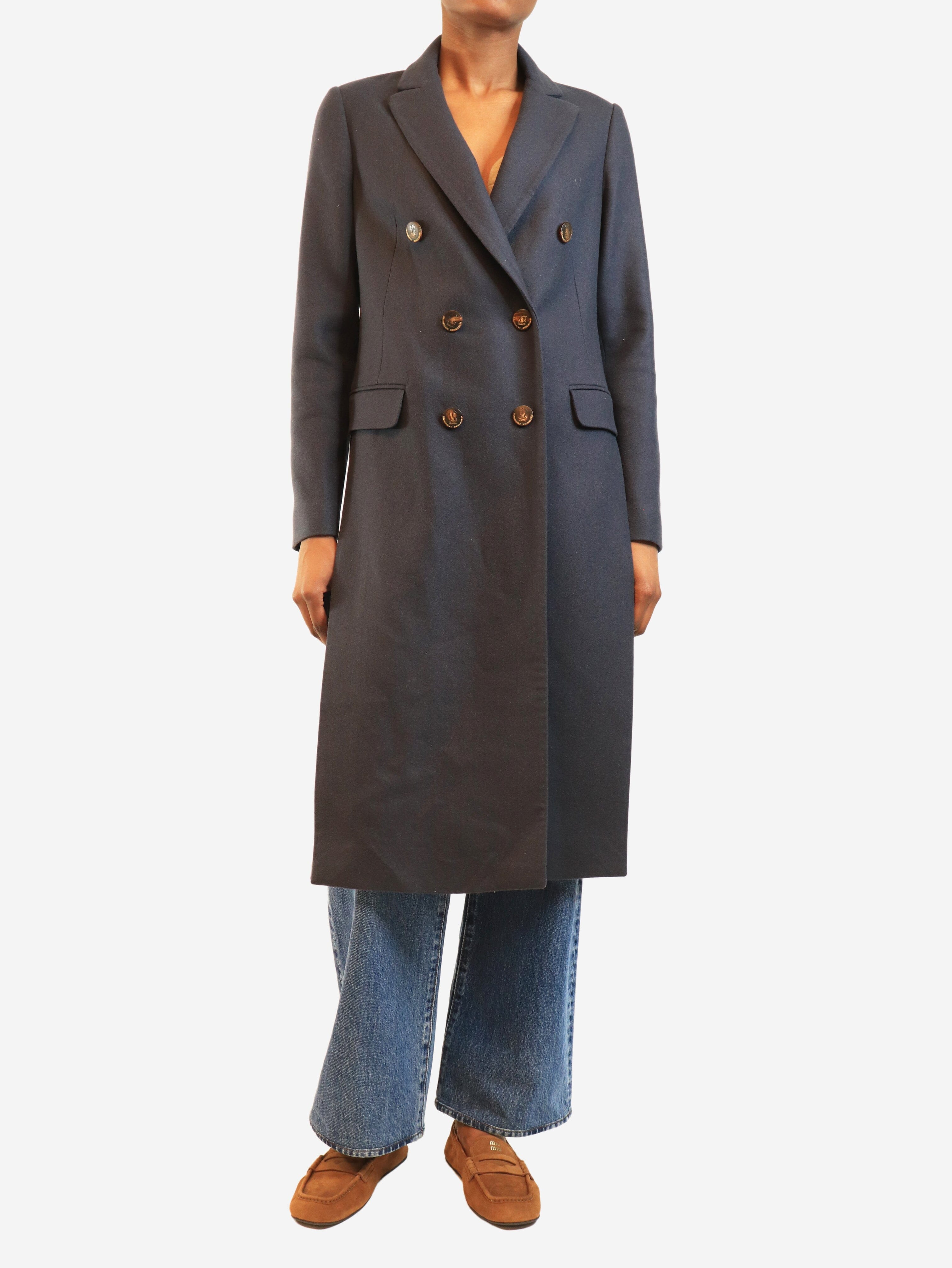 Navy double-breasted cashmere coat - size UK 8 Coats & Jackets Brunello Cucinelli 
