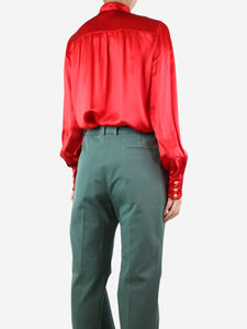Gucci Red satin blouse - size UK 10