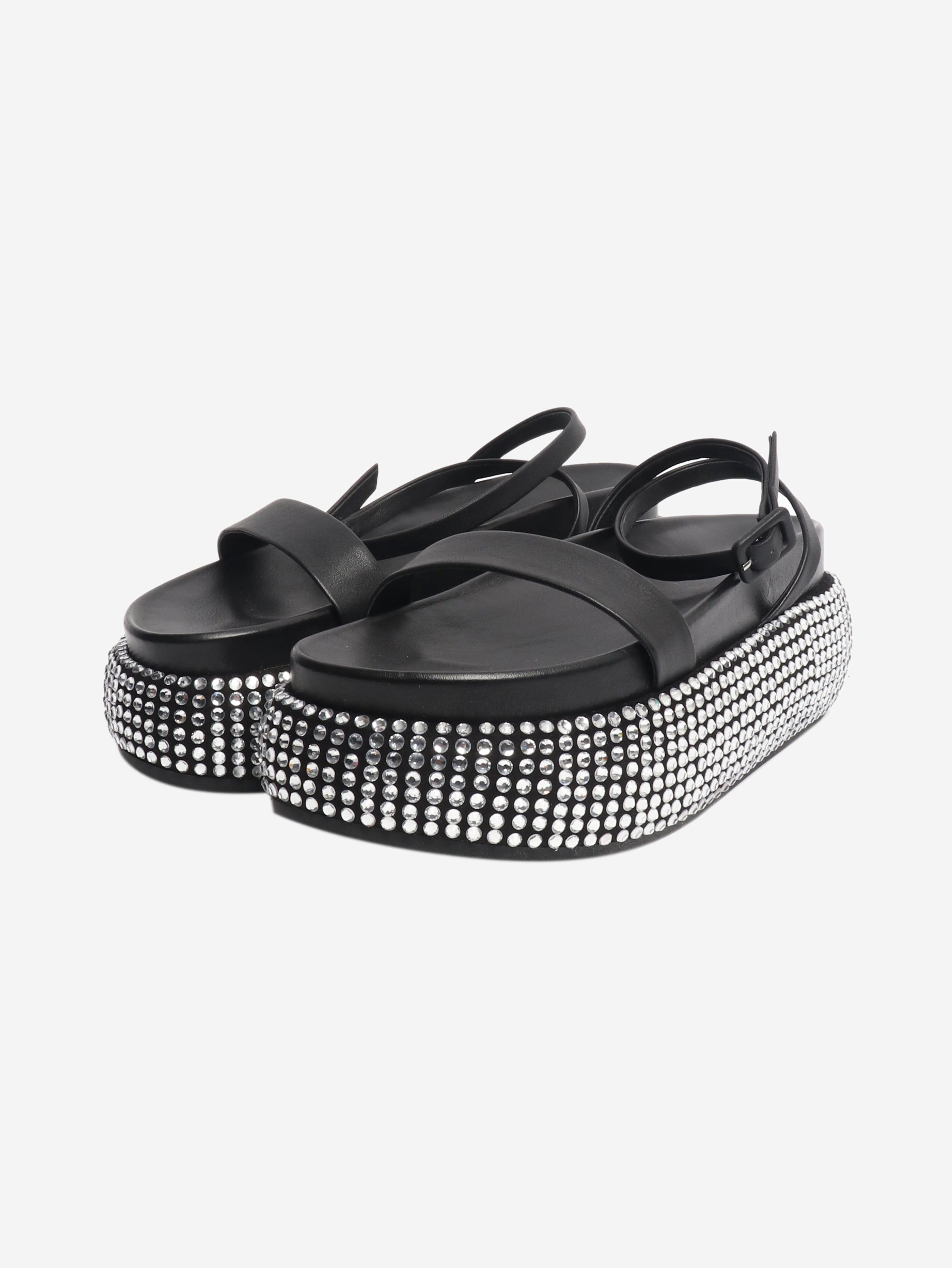 Black diamante platform sandals - size EU 39 Heels Jonathan Simkhai 