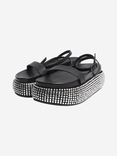 Black diamante platform sandals - size EU 39 alternate image
