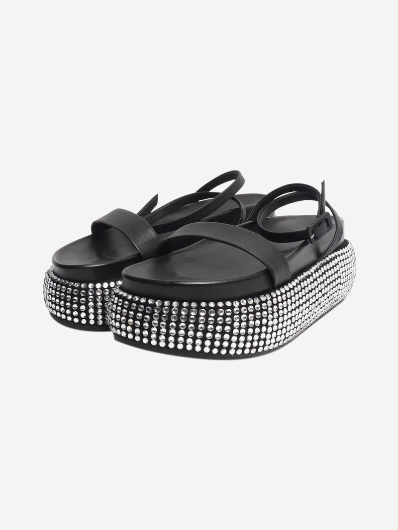 Black diamante platform sandals - size EU 39 Heels Jonathan Simkhai 
