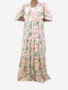 Beulah Multicoloured floral and fruit maxi dress - size UK 12