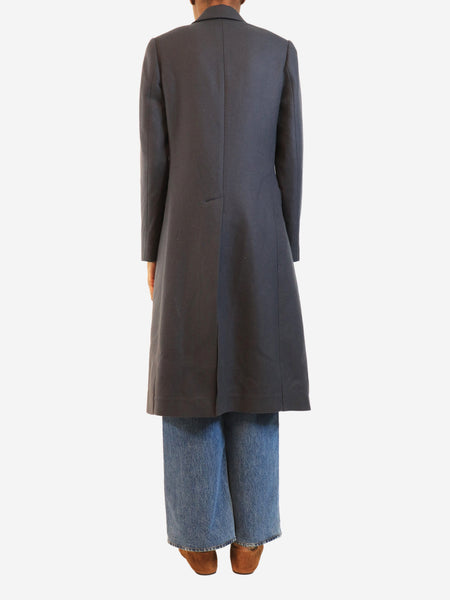 Navy double-breasted cashmere coat - size UK 8 alternate image