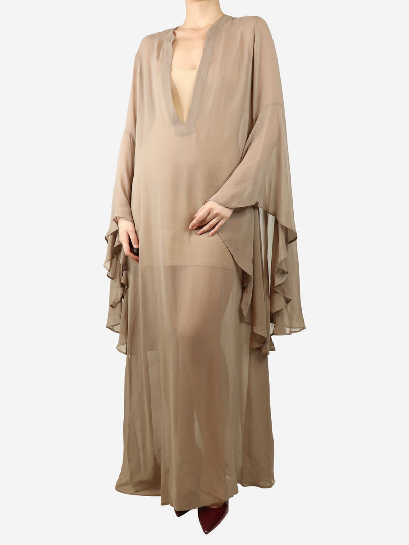 Brown semi see-through maxi dress - size S Dresses Alexandra Miro 