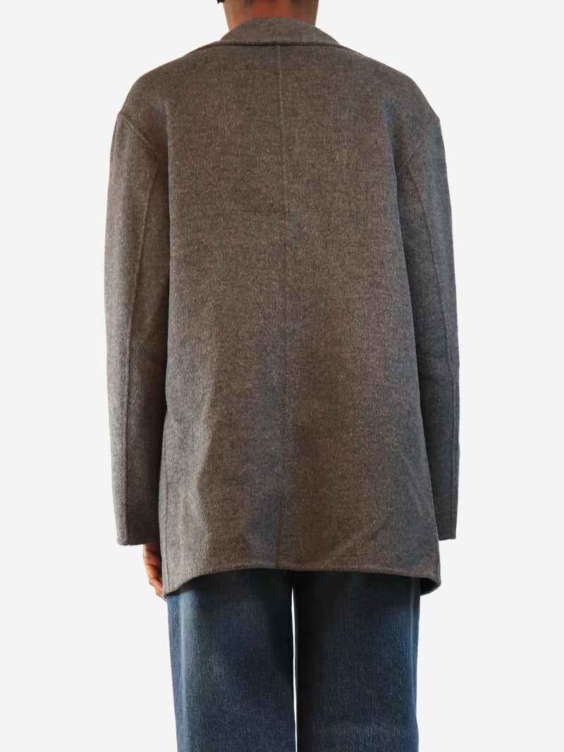 Grey wool patch pocket jacket - size UK 6
