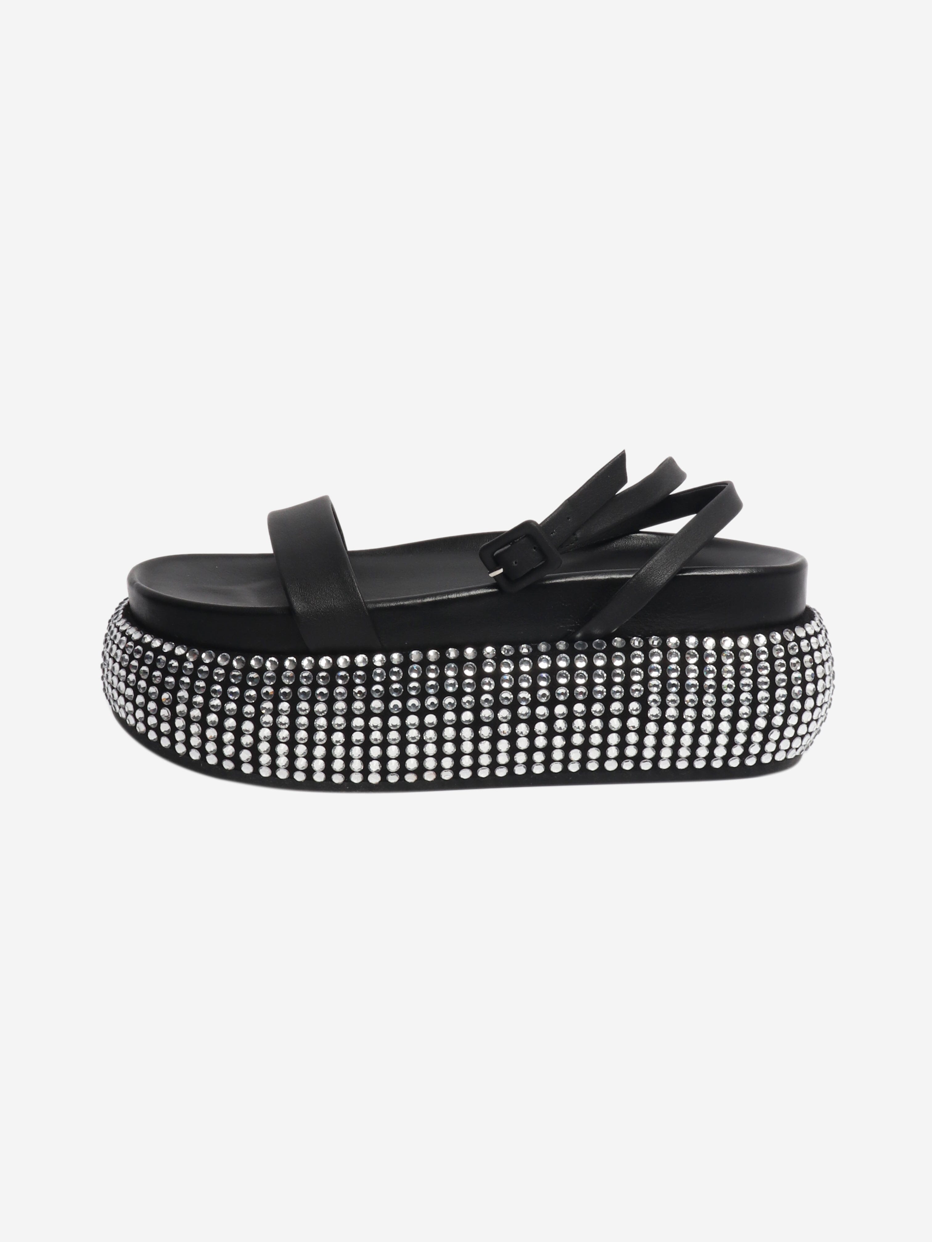 Black diamante platform sandals - size EU 39 Heels Jonathan Simkhai 