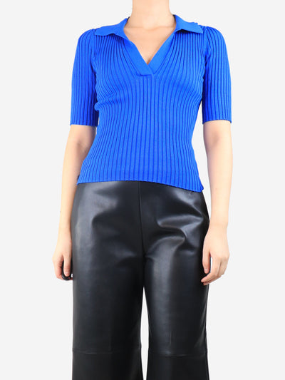 Electric blue ribbed v-neck top - size S Tops ME+EM 